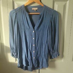Women's Democracy Deep Blue Blouse with Button Detail - SIZE XS